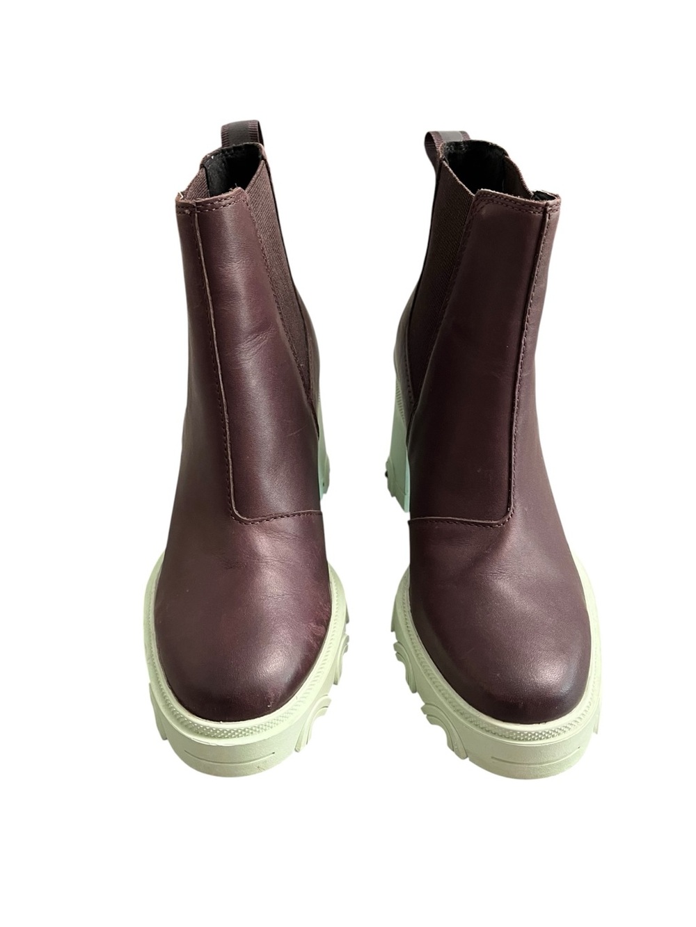 Sorel Brex Chelsea Boots Womens 8 Brown Leather Platform Chunky Heel Lug Sole - Picture 4 of 13